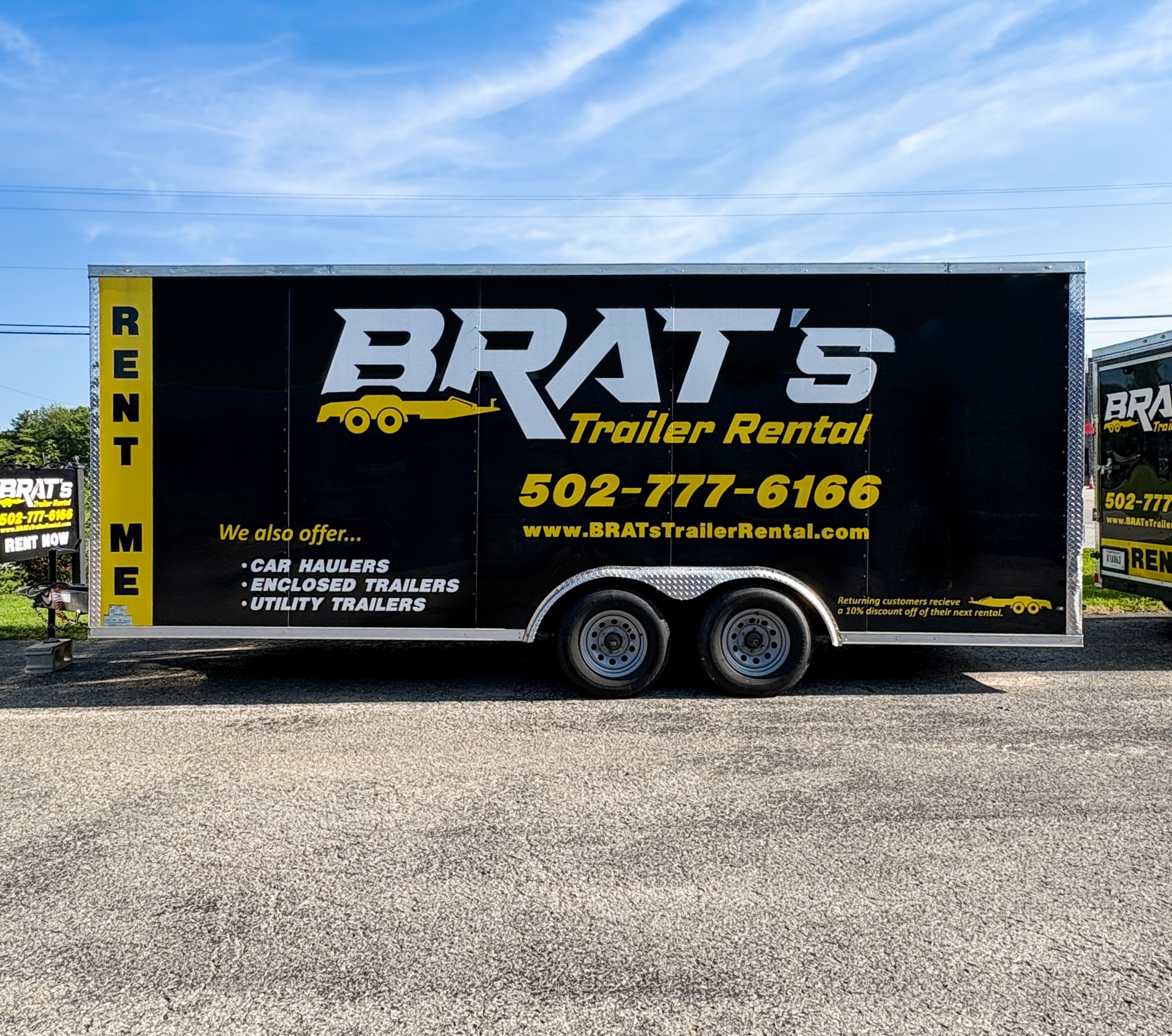 BRAT's Trailer Rental - enclosed trailer parked in Louisville, KY